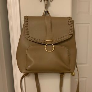 Medium sized faux leather taupe backpack